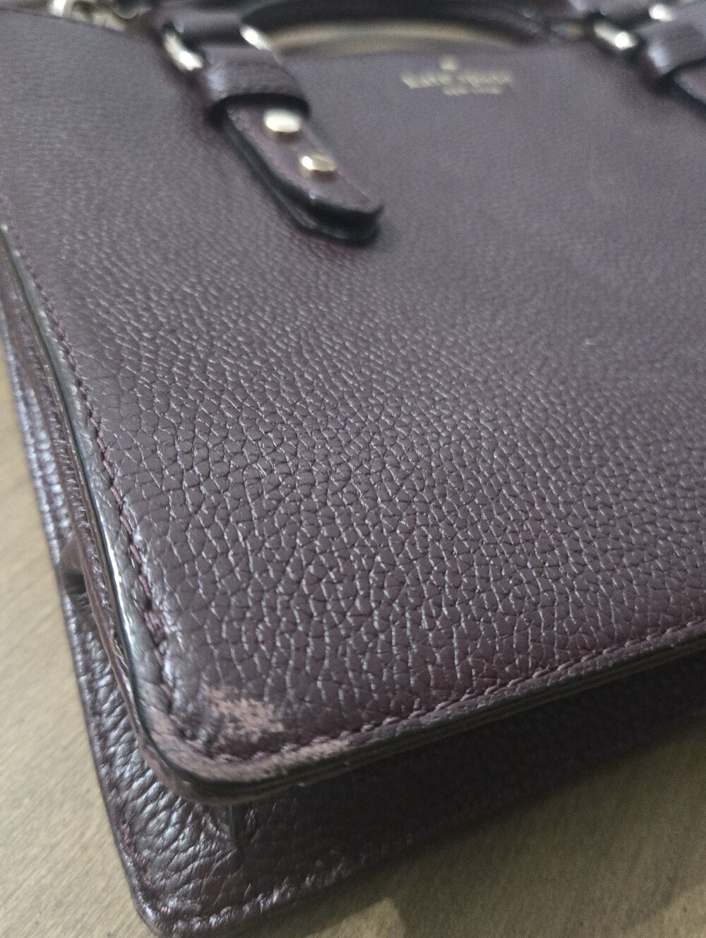 kate spade New York Pebbled Leather Satchel - Deep Burgundy - Picture 12 of 14